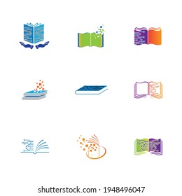 Digital book technology logo set vector icon designs