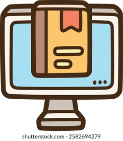 Digital book vector doodle illustration and graphic