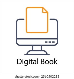 Digital Book Vector icon stock illustration