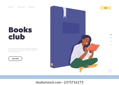 Digital books club for literature lovers and reading fan landing page design website template