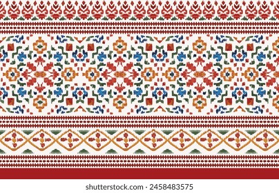 digital border pattern with textile design, ikat border design.