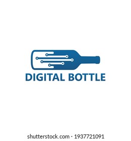 Digital bottle logo template design