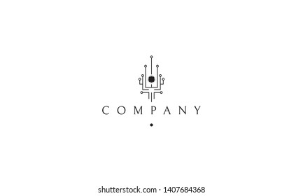 Digital Brain Abstract Black vector logo design