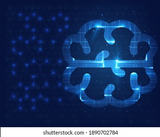 Digital brain abstract glow vector. Science and Technology concept. Neural network.