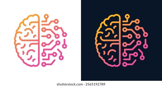 Digital Brain with AI chip Processor. Business idea and innovation. Artificial intelligence and innovation technology concept. AI microchip, semiconductor. Vector illustration