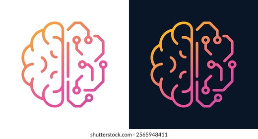 Digital Brain with AI chip Processor. Business idea and innovation. Artificial intelligence and innovation technology concept. AI microchip, semiconductor. Vector illustration