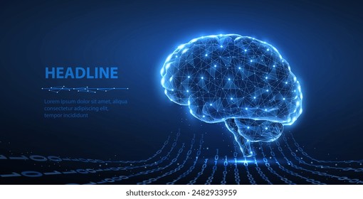 Digital brain. Artificial intelligence, Brain science, Nervous system, Human mind, Neurology network, Modern education, Medicine technology, AI system concept. 3d vector illustration