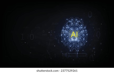 Digital brain circuit of AI Artificial Intelligence with data engineering and processing, Customer service AI chatbot, AI prompt assignment technology, business intelligence