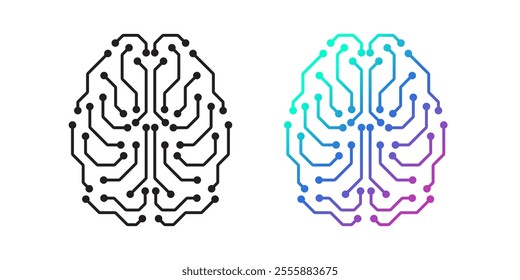 Digital brain circuit board icon. Concept of Artificial intelligence. Digital electronic robot brain. Icon element for application and web. Vector illustration.