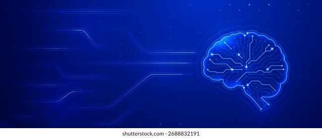 Cerebro digital con líneas de circuito que representan inteligencia artificial y datos