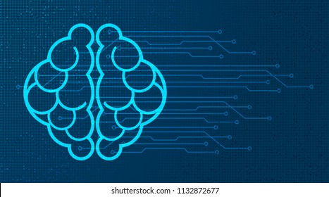 Digital Brain with Circuit Microchip on Future Technology Background,Hi-tech and Science Concept design.