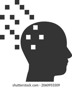 Digital Brain Compilation vector icon. A flat illustration design of Digital Brain Compilation icon on a white background.
