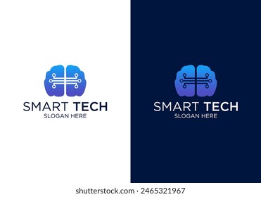 Digital brain connection logo.Artificial intelligence logo design