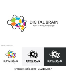 Digital brain, Creative Idea logo template