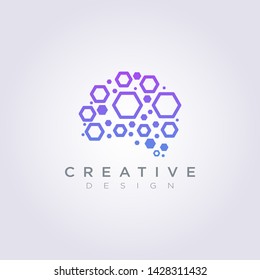 Digital Brain Data Template Design Company Logo Vector Symbol Icon.
