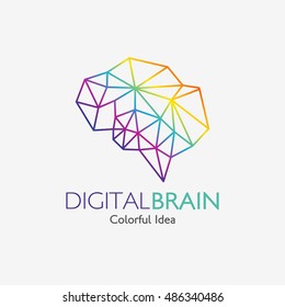 Digital Brain design, badges, symbol, concept and logo. vector illustration