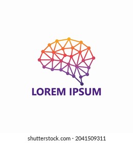 Digital brain, dot technology logo template design