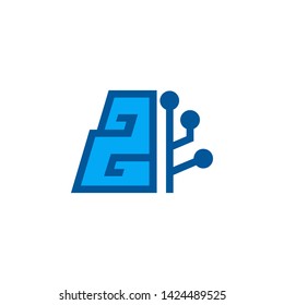 Digital brain education simple modern concept. Can use for logo, icon, symbol, mascott vector