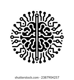 icono cerebral digital hecho con dibujos de tablero de circuitos que simbolizan la inteligencia artificial o la tecnología y el concepto de función cerebral. Ilustración del vector