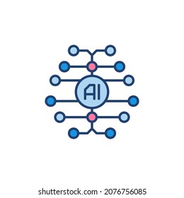 Digital Brain icon. Vector AI Artificial Intelligence concept colored symbol