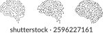 Digital brain icons. Electronic brain. Big data, artificial intelligence, machine learning, technology, ai,and computer chip concept