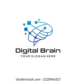 Digital Brain Illustration Logo Design