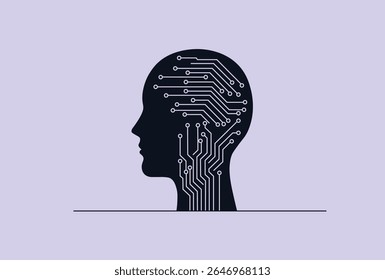 Digital Brain with Integrated Circuits Mind Vector Illustration.