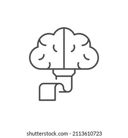 Digital brain line outline icon isolated on white