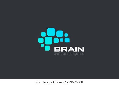 Modelo de vector abstracto del diseño del logotipo del cerebro digital. Icono de concepto de Logotipo de Inteligencia Artificial.