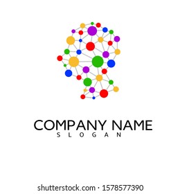 Digital brain logo, brain design concepts of educational learning and business technology companies.