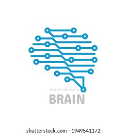 Digital brain logo design. Future big data technology vector icon. Network communication symbol. Creative idea sign. 