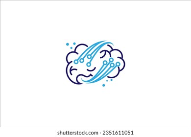 Diseño del logotipo del cerebro digital con iconos de tecnología