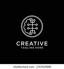 Digital Brain Logo Design Template
