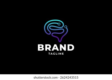 Inspiración digital de la Plantilla del diseño del logotipo del cerebro. que simboliza la inteligencia artificial, la neurociencia, la tecnología cognitiva. Perfecto para IA, salud, psicología, análisis de datos. Concepto de logotipo de Vector.