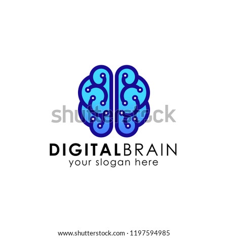 digital brain logo design template. electric brain logo vector icon