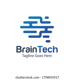 digital brain logo design vector, creative mind logo