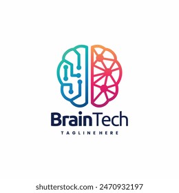 digital brain logo, brain tech logo, brain logo