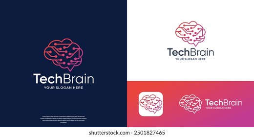 digital brain logo template, brain connection logo designs.