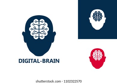 Digital Brain Logo Template Design Vector, Emblem, Design Concept, Creative Symbol, Icon