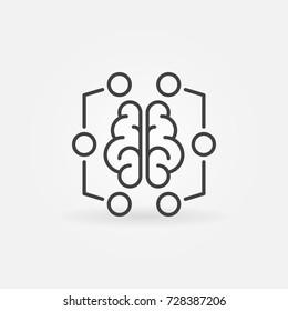 Digital brain minimal icon - vector machine learning concept linear symbol or design element