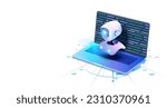 Digital brain neural network, AI servers and robots technology, artificial bot mind. AI Content Generator. Chatbot technology, isometric. Media communication with artificial intelligence. 3d vector