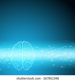 Digital brain on blue background. EPS10 vector.