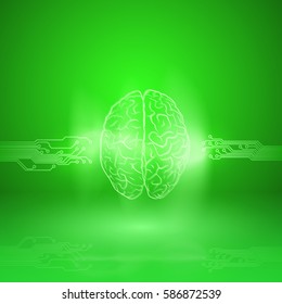 Digital brain on green background. For your business design. EPS10 vector.