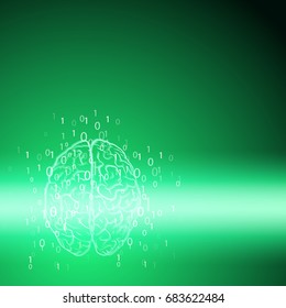 Digital brain on green background. EPS10 vector.