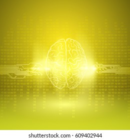 Digital brain on yellow background. EPS10 vector.
