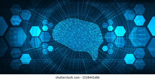 Digital Brain System on Technology Circuit Microchip Background,future and intelligence Vector illustration.