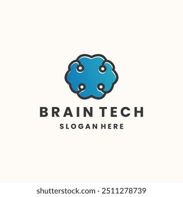 Digital Brain Tech Logo Design Template On white background