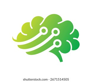 Digital brain tech logo, Human mind technology logo design emblem template. Modern techno smart thinking vector illustration on white background