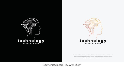 Digital Brain Technology Logo - AI Innovation Future Concept.