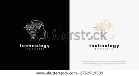 Digital Brain Technology Logo - AI Innovation Future Concept.